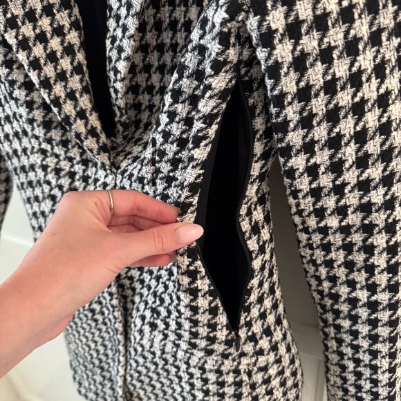 Zara Structured Houndstooth Tweed Blazer Dress Black/White - Picture 5 of 6